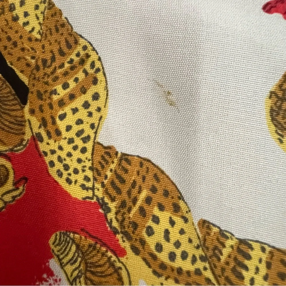 Vintage 1980s Rare Animal Print Gold Red Womens windbreaker bomber Jacket Size M - Picture 8 of 11